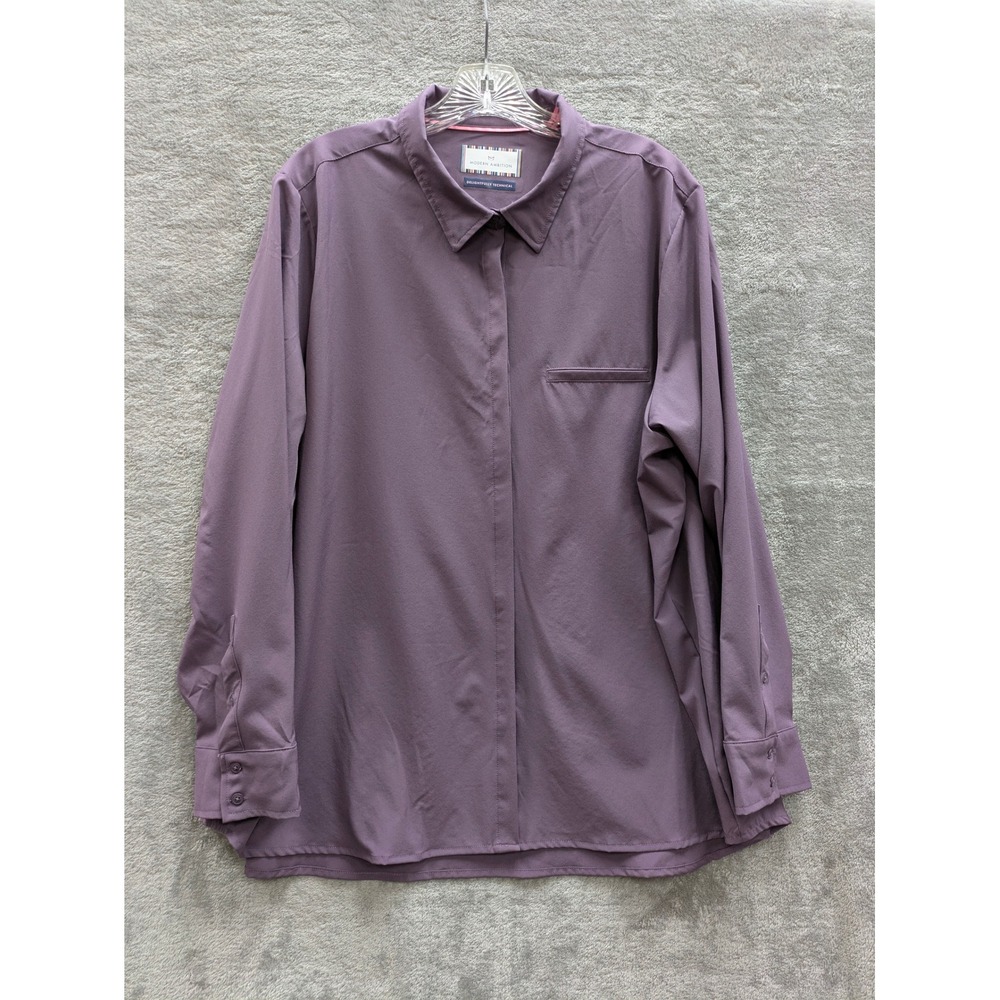 Minimalist Technical Button Down Shirt Mens XL Mauve Modern Ambition Stretch